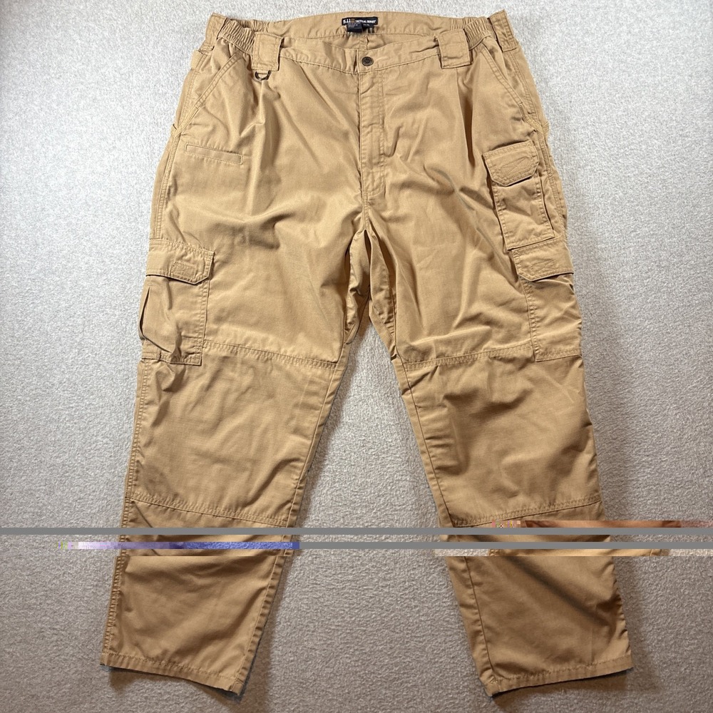 5.11 Tactical Men's 42x30 Double Knee Khaki Pants Hiking Outdoors Cargo Pockets